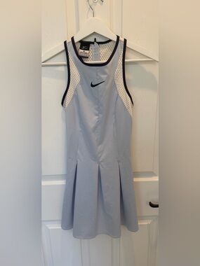 Nike Court Maria Sharapova Premier Blue Dri-FIT Pleated XS Tennis Dress ZIPPER